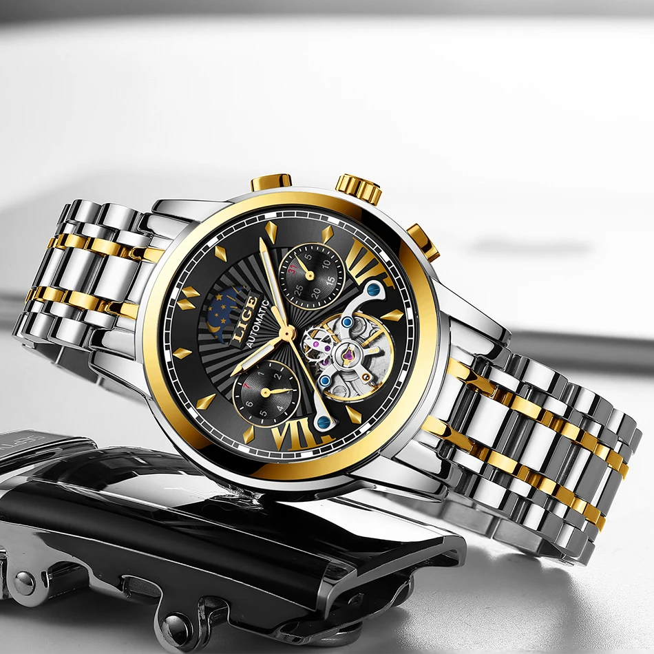 relógio de negócios masculino tourbillon à prova