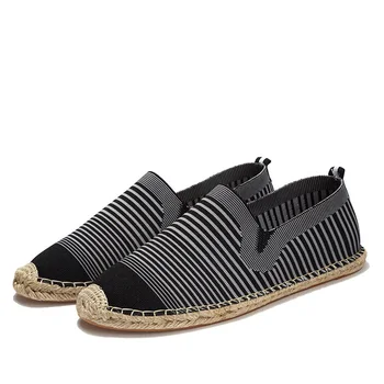 

OUDINIAO Mens Shoes Casual Male Breathable Flyknit Shoes Men Chinese Fashion 2019 Soft Slip On Espadrilles For Men Loafers