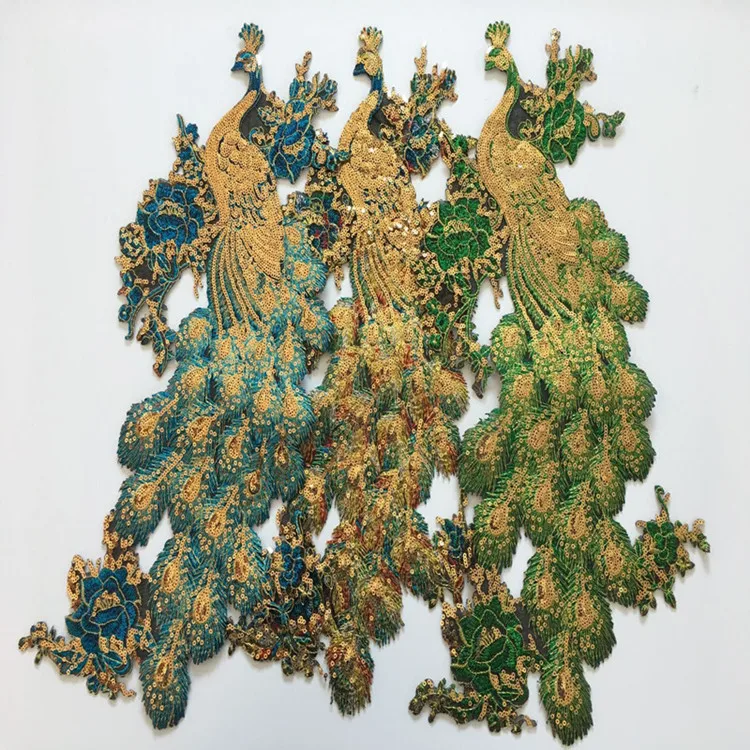 26x47 см красочные феникс вышивка патч DIY Блестки павлин аппликация материал для