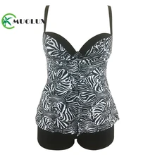 РЕТРО ПРИНТ танкини из двух предметов юбка для купания для женщин пуш-ап купальник шорты плюс размер Бикини Комплект женский купальный костюм платье