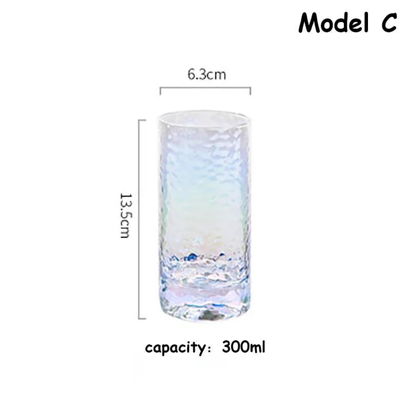 Красочные чашки прозрачные Кружки Стакан для воды es свинец Радуга напиток посуда бар чаша для коктейля японский Термостойкое стекло 1 шт - Цвет: Model C