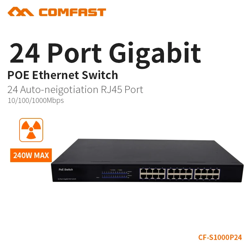 

COMFAST 24 Ports Gigabit Poe Swtich Power over 24*10/100/1000M Auto RJ45 Ports Enterprise use CF-S1000P24