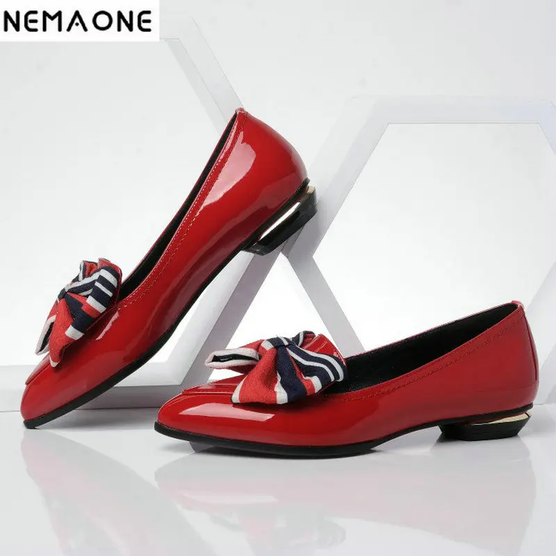

NEMAONE 2019 sweet patent Leather women Shoes Pointed Toe Casual ladies Shoes New Autumn Zapatos Mujer