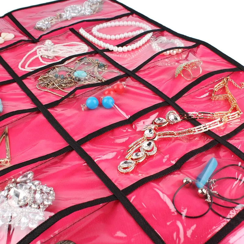 17 карманный органайзер для ювелирных изделий, подвесной мешочек для женщин, ожерелье, браслет, серьги, кольцо, держатель, модная коробка для хранения ювелирных изделий, сумка#23350