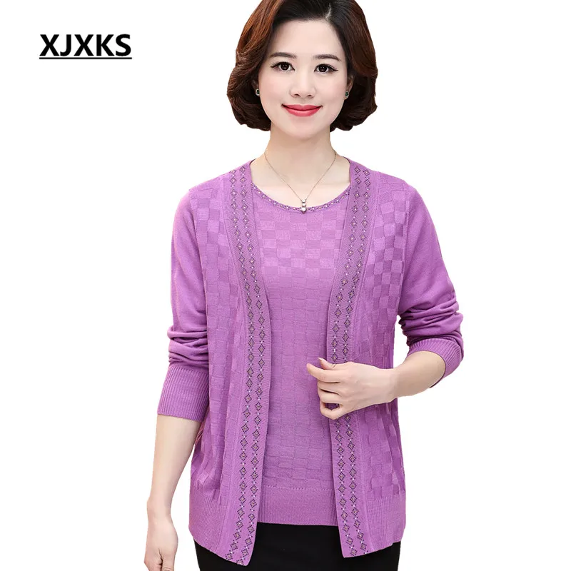 

2017 spring and summer new casual knitting really two pieces of lattice style loose large size cashmere cardigan thin sweater
