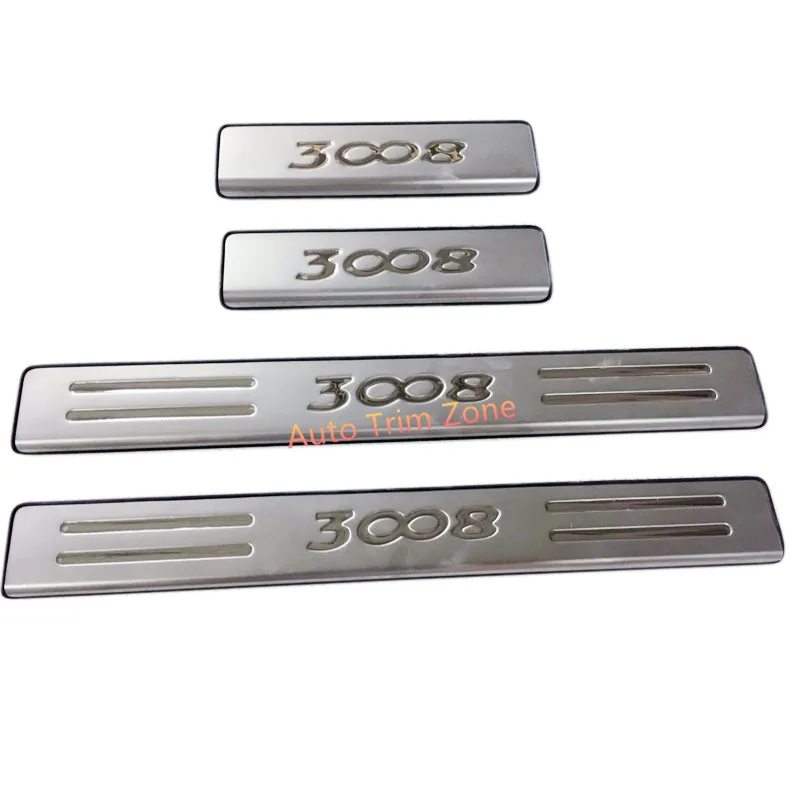

4PCS Stainless Steel Door Sill Plate Threshold Pad For Peugeot 3008 GT 2017