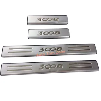

4PCS Stainless Steel Door Sill Plate Threshold Pad For Peugeot 3008 GT 2017