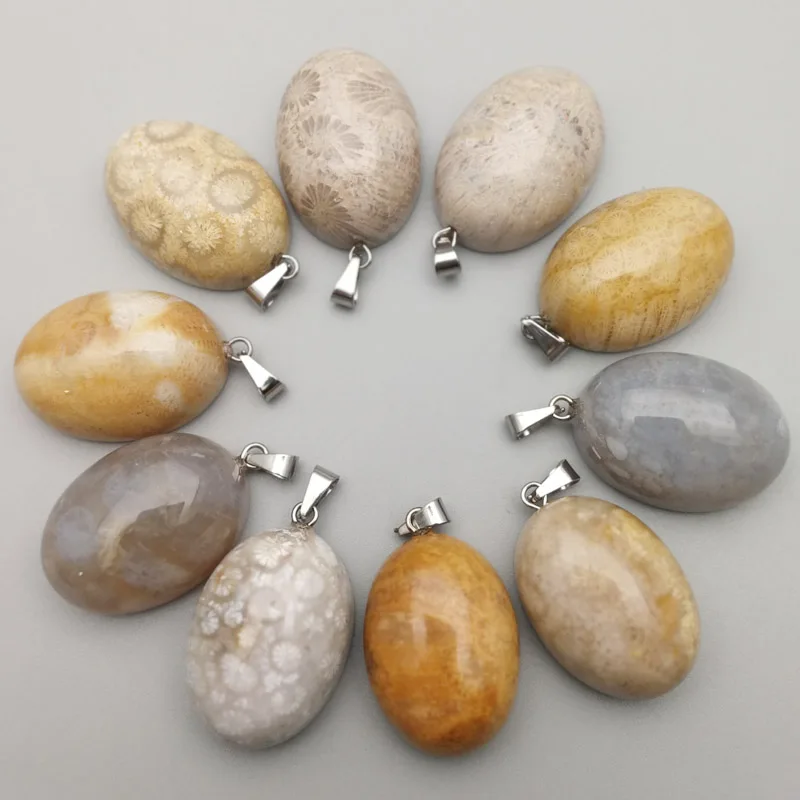 

Fashion Natural Chrysanthemum Stone 25X18MM charm egg shape Necklace Pendant for Jewelry making accessories wholesale 8pcs/lot