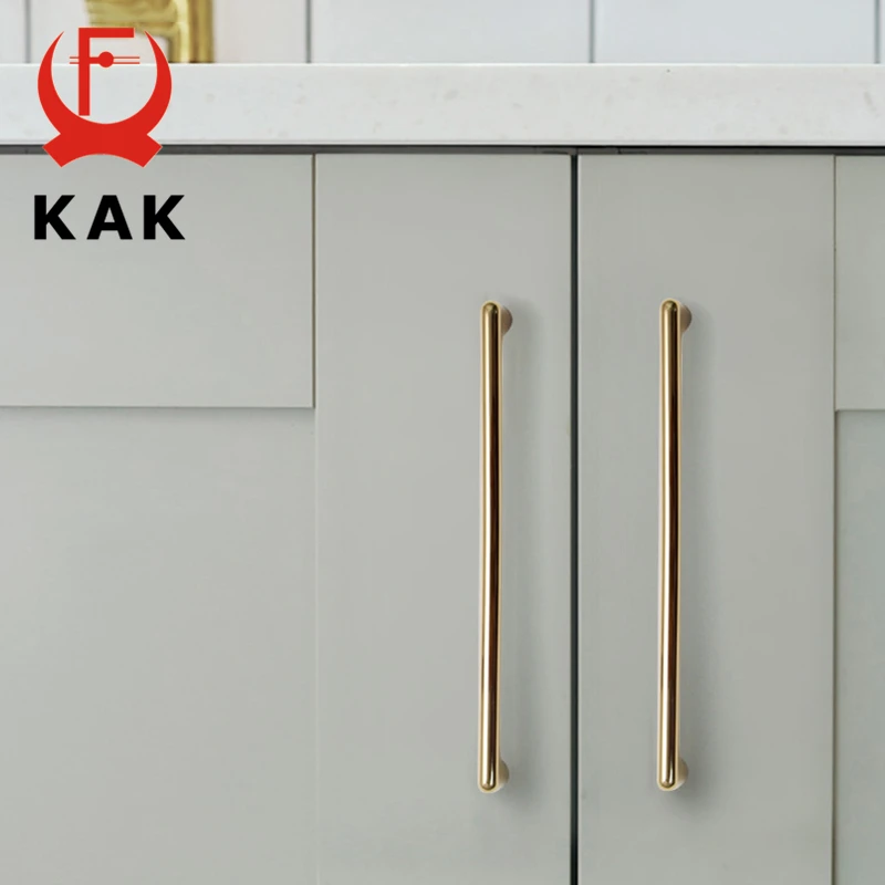Модные яркие золотые ручки KAK для шкафа однотонные ящиков кухонные дверей