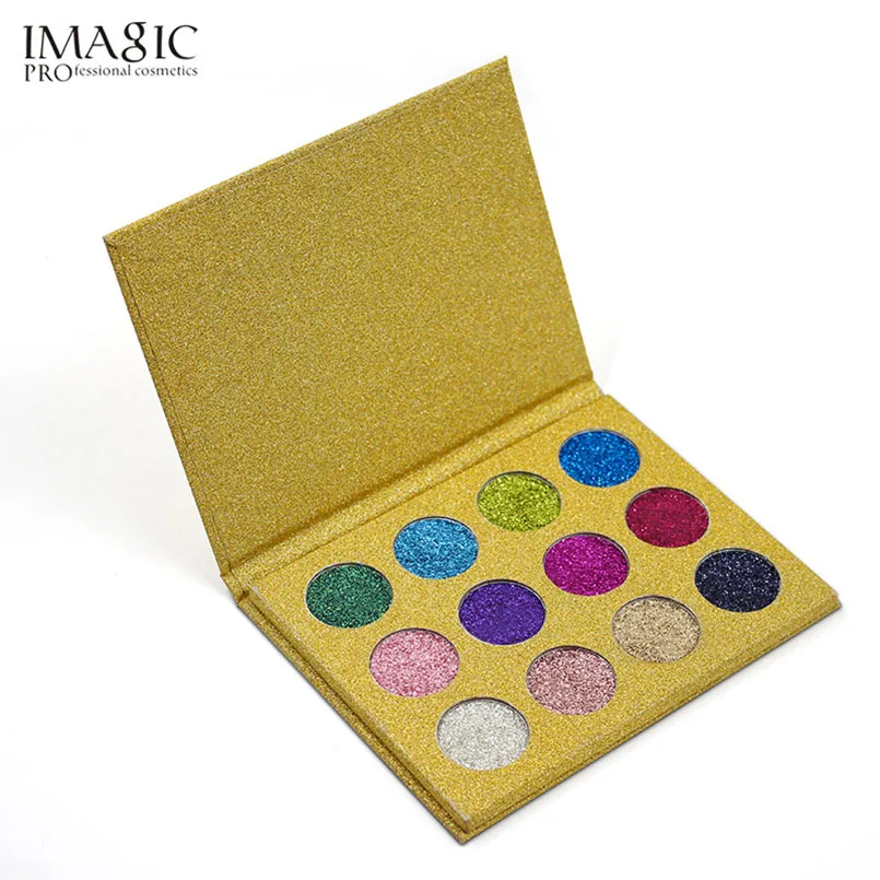 

IMAGIC 12 Color Pressed Glitter Eyeshadow Palette Eyes Make Up Cosmetic Rainbow Diamond Waterproof Eye Shadow Makeup Maquiagem