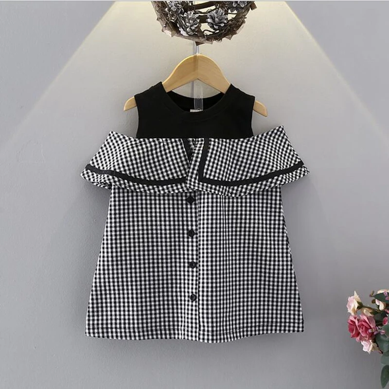 

NEAT Girl strapless dress Baby girl clothes lattice Button Casual Style Girl summer Dress Children's clothing H207