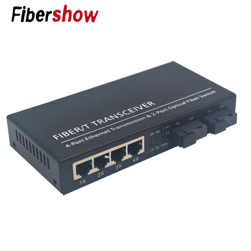 

Gigabit Ethernet switch Fiber Optical Media Converter 4 RJ45 2 10/100/1000M UTP fiber Port