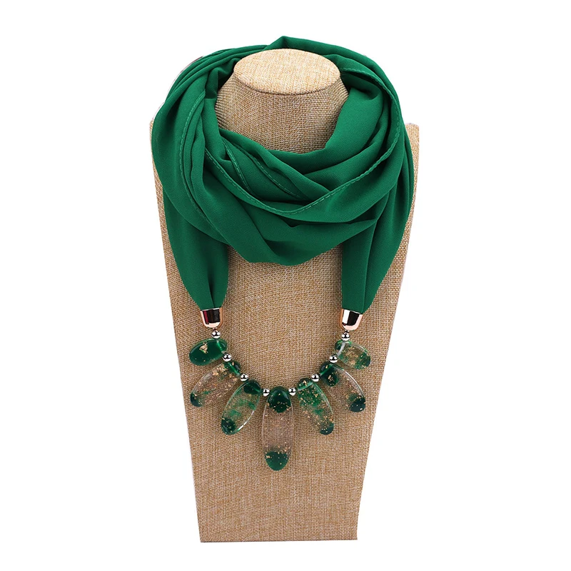 RUNMEIFA, ювелирное изделие, ожерелье, шарф, сплошной цвет, шифон, смола, бусины, кулон, женский шарф, весна-осень, мусульманский головной платок, шарфы, хиджаб