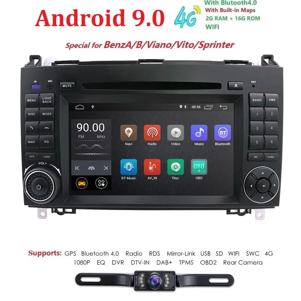 

Ossuret Android 2 Din Auto Radio Car DVD GPS Head unit for Mercedes Benz B200 A B Class W169 W245 Viano Vito W639 Sprinter W906