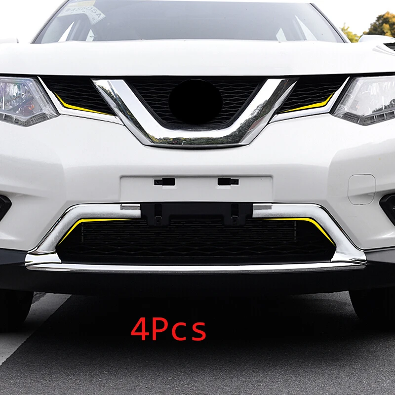 

For Nissan X-Trail X Trail T32 Rogue 2014-2016 ABS Chrome Front Head Grille Grill Decoration Molding Cover trim Accessories 4pcs
