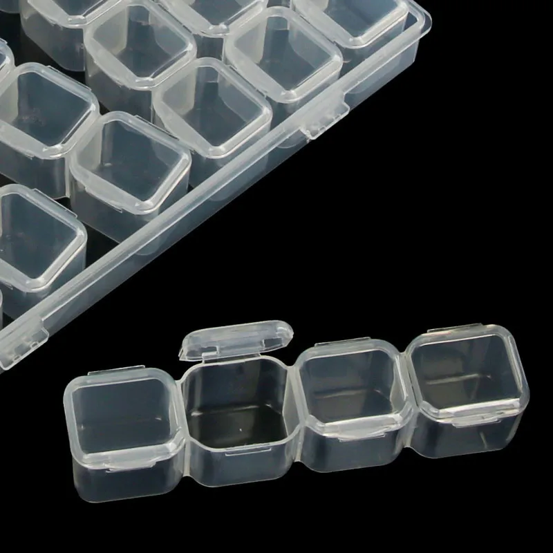 

Full circular Diamond Boxes Mini Rhinestone Gems Plastic Box Round Storage Box Case Jewelry Bead Makeup Clear Organizer