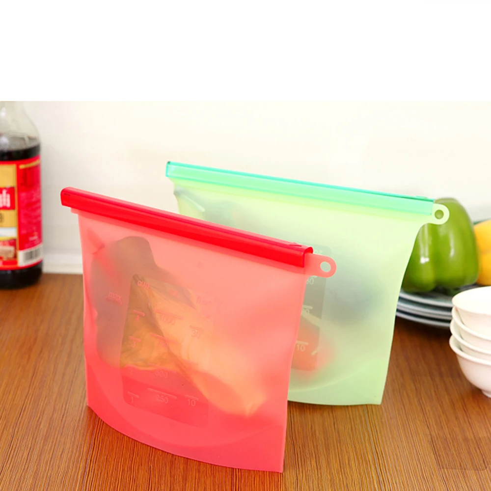 

1000ML Silicone Bags Transparent Vacuum Food Fresh Bags Food Preservation Bag Resealable Fridge Food Storage Bags Containers