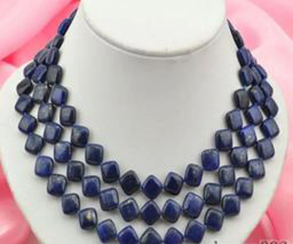 

50" 11x11mm square blue lapis lazuli necklace