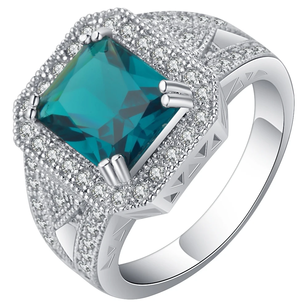 

UFOORO vintage ring women jewelry for wedding 2ct royal blue birthstone zircon rings fine jewelry size6-10 engagement bague gift