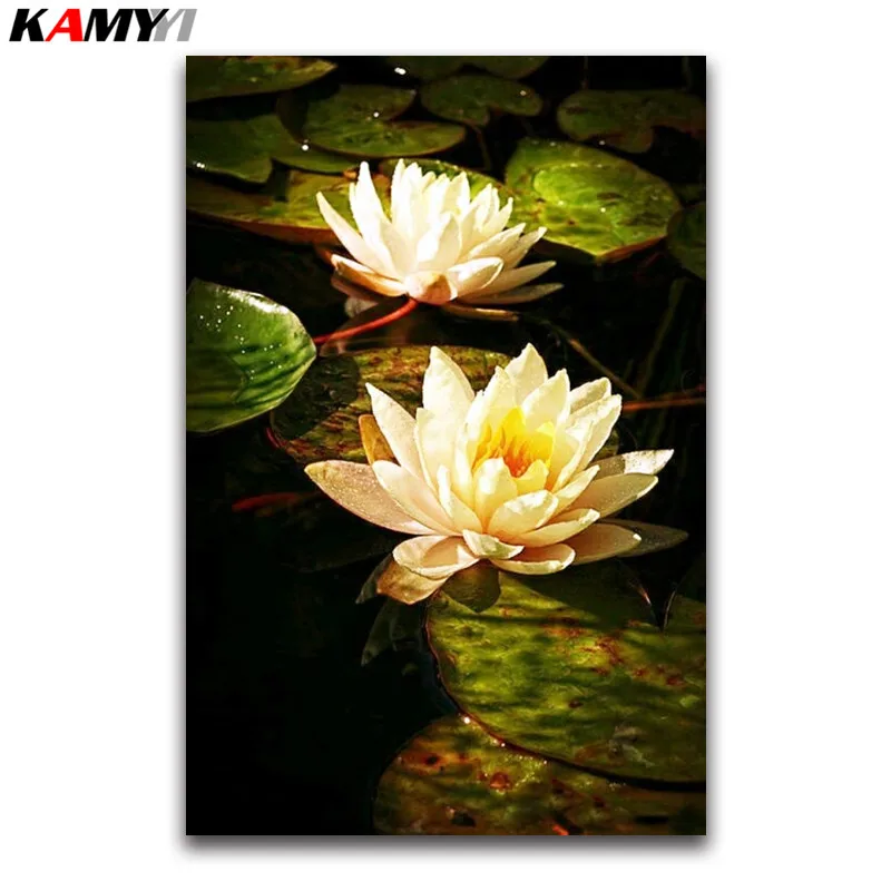 

Full Round Diamond mosaic River Full Square Diamond embroidery lotusbloem Cross stitch DIY 3D Diamond painting flowers