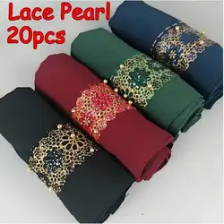 H9 20 штук высокое качество кружева жемчужина пузырь chifffon хиджаб Леди платки шарфы для женщин 180*75 см можно выбрать цвета
