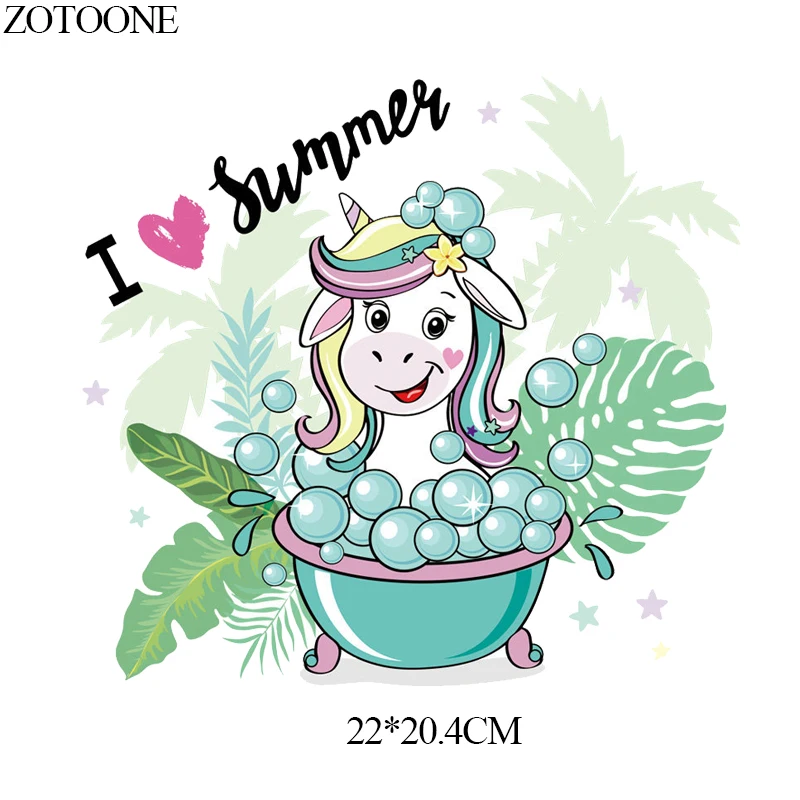18 ZOTOONECartoon Единорог штамповка патч футболка куртка печать стикер DIY теплопередача Винил детская одежда глажка наклейка - Цвет: 18