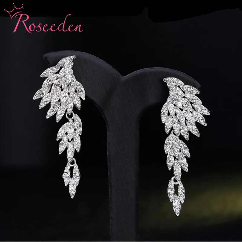 

Elegant Angel Wings Shaped Crystal Bridal Long Earrings Luxury Wedding Jewelry For Brides RE3130