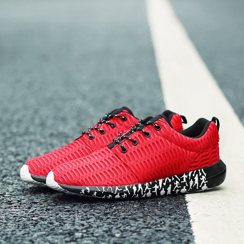 Mode Peu Lacets Hommes Noir À Respirant Air Vulcaniser Bas Chaussures Décontractées De rouge gris Printemps Mesh Profonde Coudre Sneakers Solide Automne AwadvqA