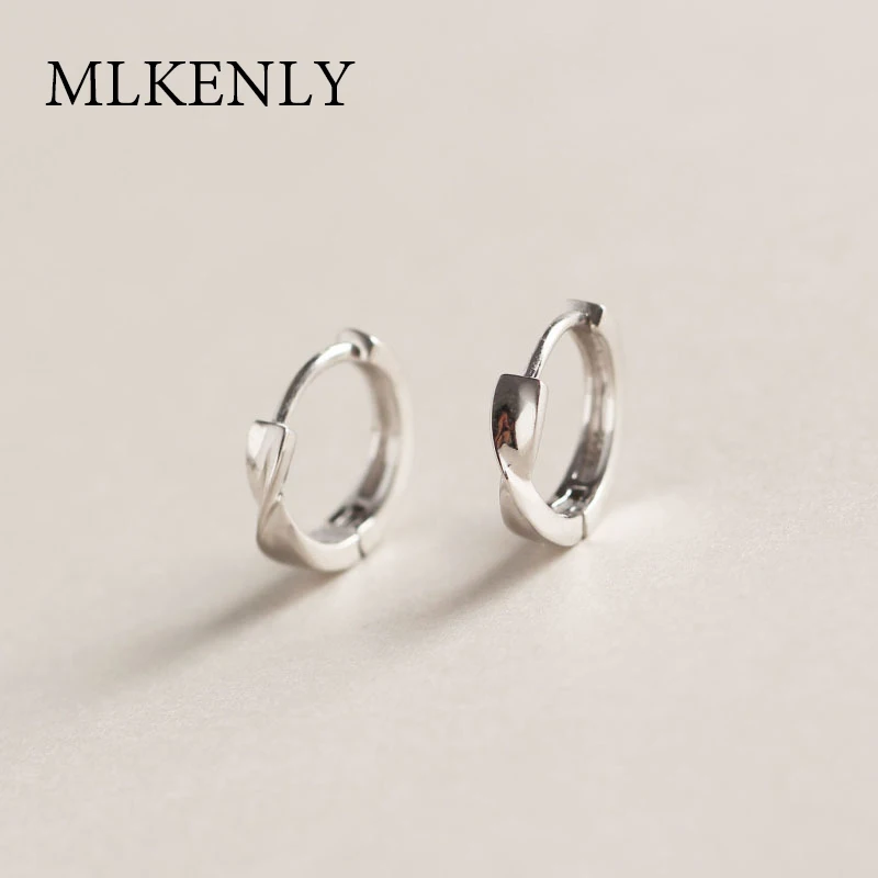 

SHANICE 100% Real Pure 925 Sterling Silver Mobius Irregular Geometric Twist Wave Hoop Earrings for Women Fine Earirings