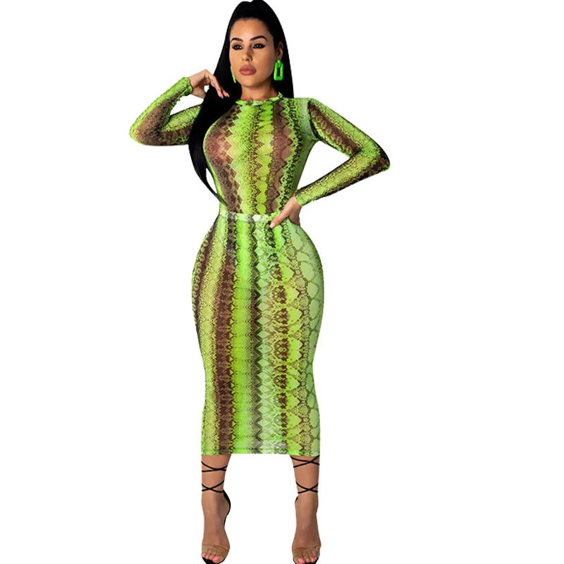Snake print green dress Clearance