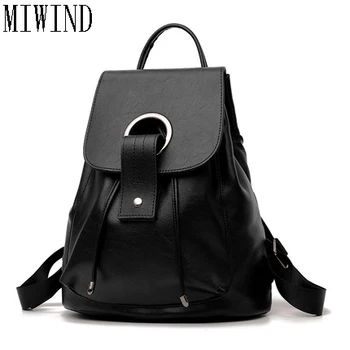 

2017 Women Soft Leather Backpack Designer Bag Girl Casual School Bags For Teenagers Backpacks Mochila TBK463