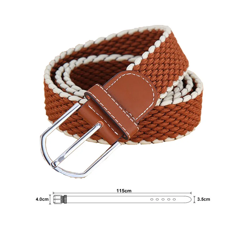 AEbone Woven Belts Men Knitted Canvas Stretch Braided Elastic Belt Women Pin Buckle Military Belt Waistband For Men YB037