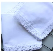 BAIYIXIN дамы 60 S хлопчатобумажные носовые платки женские мягкие однотонные чисто белое кружевное Hankies для свадебной вечеринки 12 шт