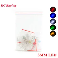100 шт 3 нейлоновая Кнопка прозрачная F5 светодиодный светильник комбинированный диодный комплект красный синий белый зеленый желтый Ассортимент Комплект 5 цветов* 20шт