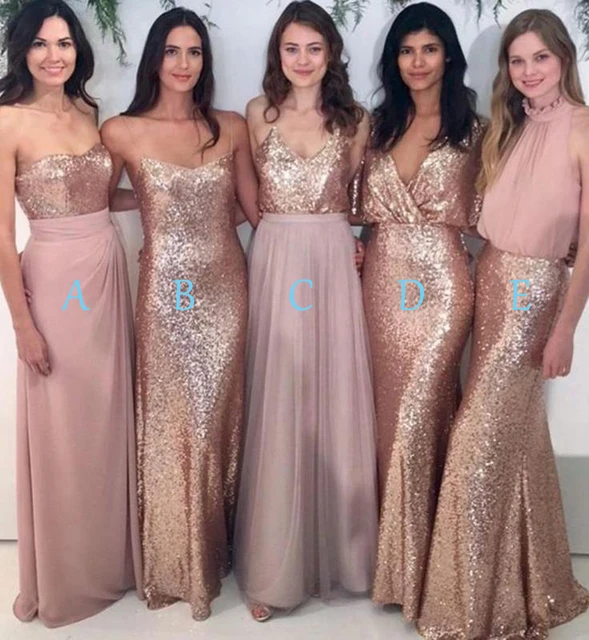 Best Offers pink long bridesmaid dresses custom made sequined Best Offers pink long bridesmaid dresses custom made sequined