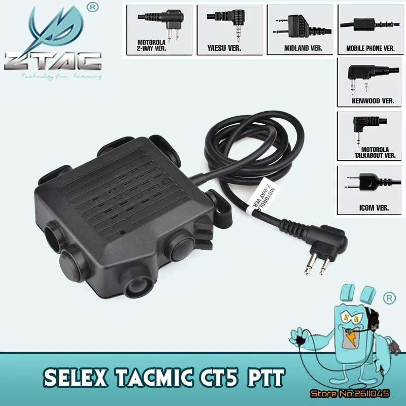 

Z Tactical SELEX TACMIC CT5 PTT For Airsoft 8 Plugs Midland Topcom Baofeng kenwood Talkout For Tactical Headphones Z133