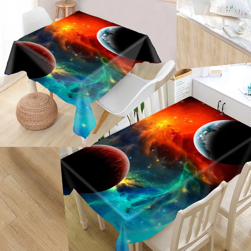 

Custom Space Table Cover Rectangular Home Protection Decoration Elegant Wedding Waterproof Oilproof Tablecloth