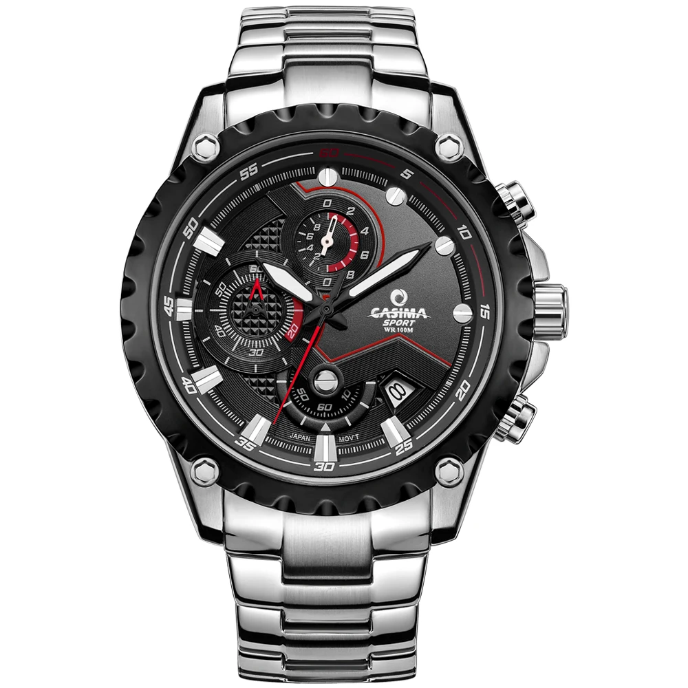 

Fashion Brand watch men quartz-watch Luxury sports luminous chronograph stopwatch waterproof 100m Wrist watchesCASIMA #8203