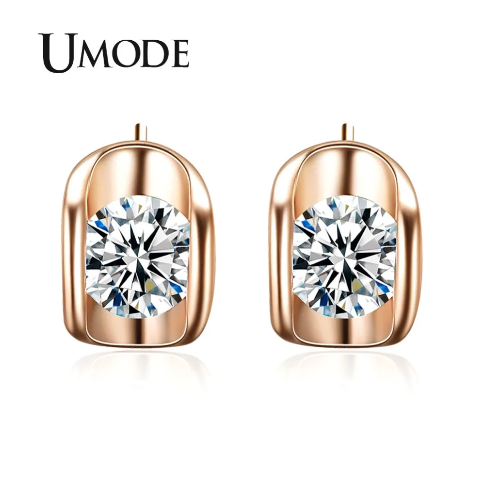 

UMODE Rose Gold Color 0.5 carat Cubic Zirconia CZ Stone Stud Earrings JE0218