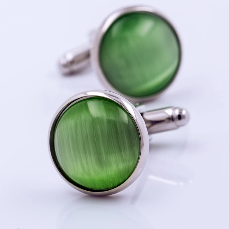 

KFLK jewelry for men's brand of high quality shirts cufflinks round green cufflinks fashion wedding gift button guests