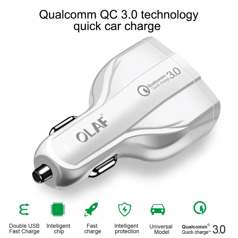 Автомобильное зарядное устройство OLAF Dual USB Quick Charge 3 0 QC3.0 для мобильного телефона