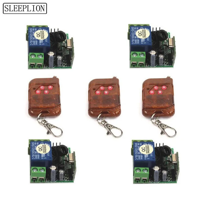 Sleeplion Universal Smart Remote Control Switch 12V 1CH Relay Receiver Module Transmitter Switch With Remote Control 315/433MHz