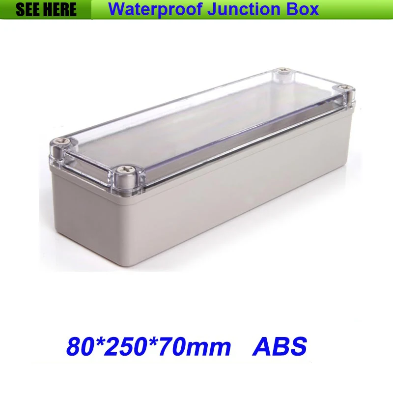 Free Shipping Good Quality ABS Material Clear Cover IP66 Small Waterproof Plastic Boxes 80*250*70mm | Обустройство дома