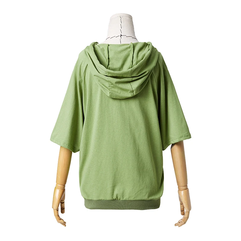ARTKA 2019 Summer New Women's Hoodies Solid Color Short Sleeve Hoodie Leisure Embroidered Full Sleeve Hooded Sweatshirt VA10489Q