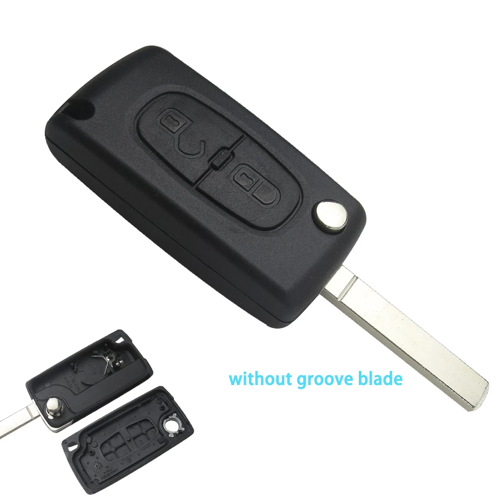 OkeyTech 2 Buttons Car Remote Flip Key Case Shell For Peugeot 107 207 307 307S 308 407 607 For Citroen C2 C3 C4 C5 C6 C8 Xsara