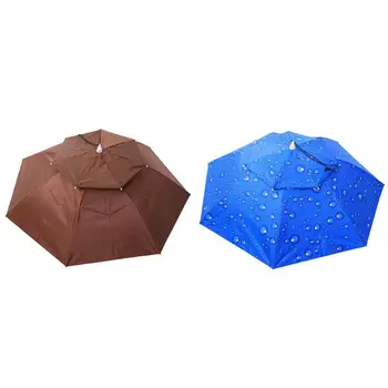 

2 Layer Folding Wind Proof Headwear Umbrella Head Hats Cap Rain Sun Gear Foldable for Fishing Hiking Camping Outdoor Sport Golf