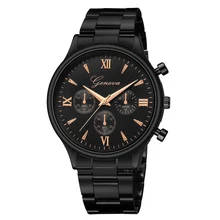 Geneva-Reloj de pulsera de cuarzo para Hombre y Mujer, cronógrafo informal de lujo, color negro, a la moda, 2022