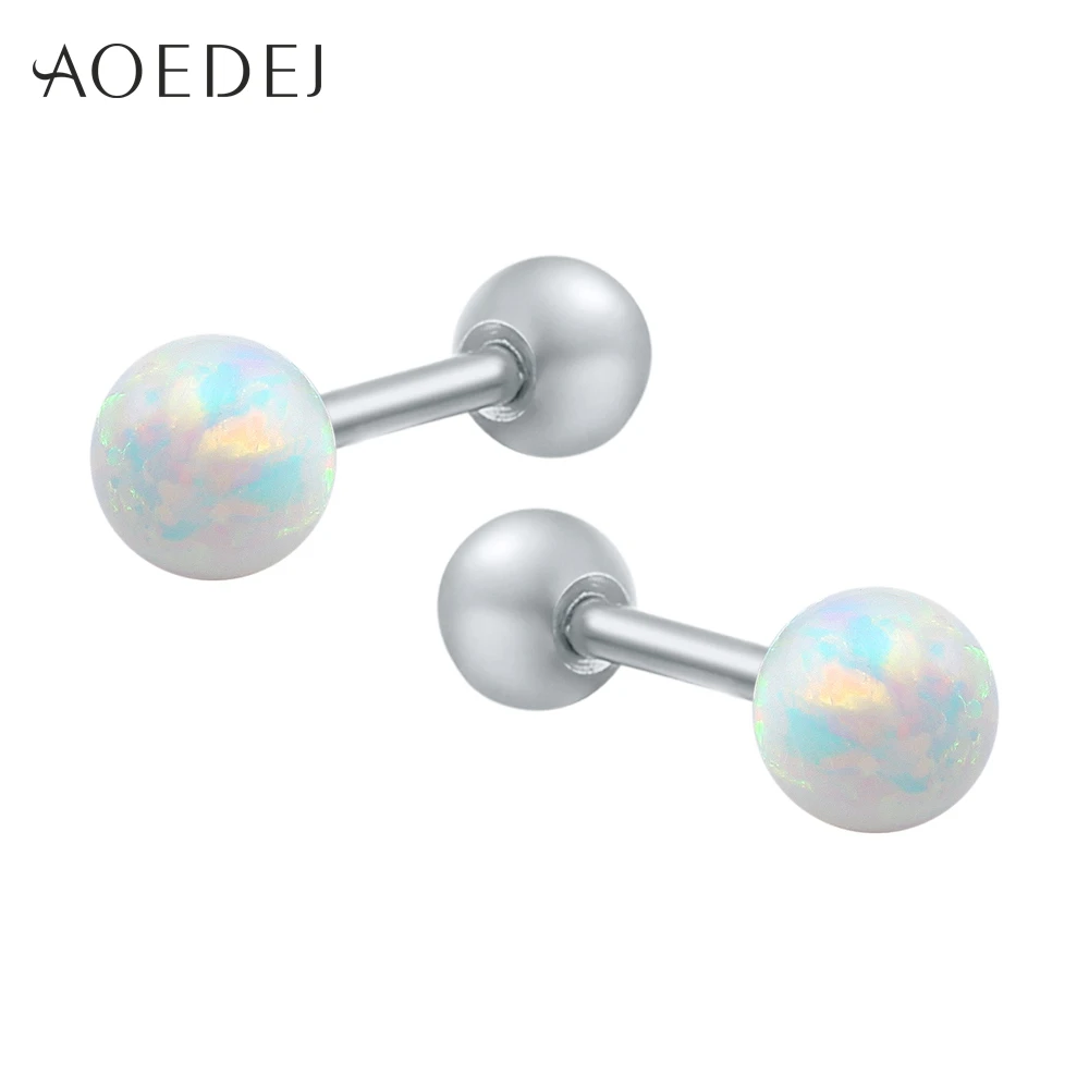 AOEDEJ 3-5 мм Белый огненный опал серьги из нержавеющей стали серьги для девочек женские детские серьги-гвоздики серьги натуральный камень
