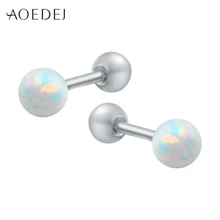 AOEDEJ 3-5 мм Белый огненный опал серьги из нержавеющей стали серьги для девочек женские детские серьги-гвоздики серьги натуральный камень