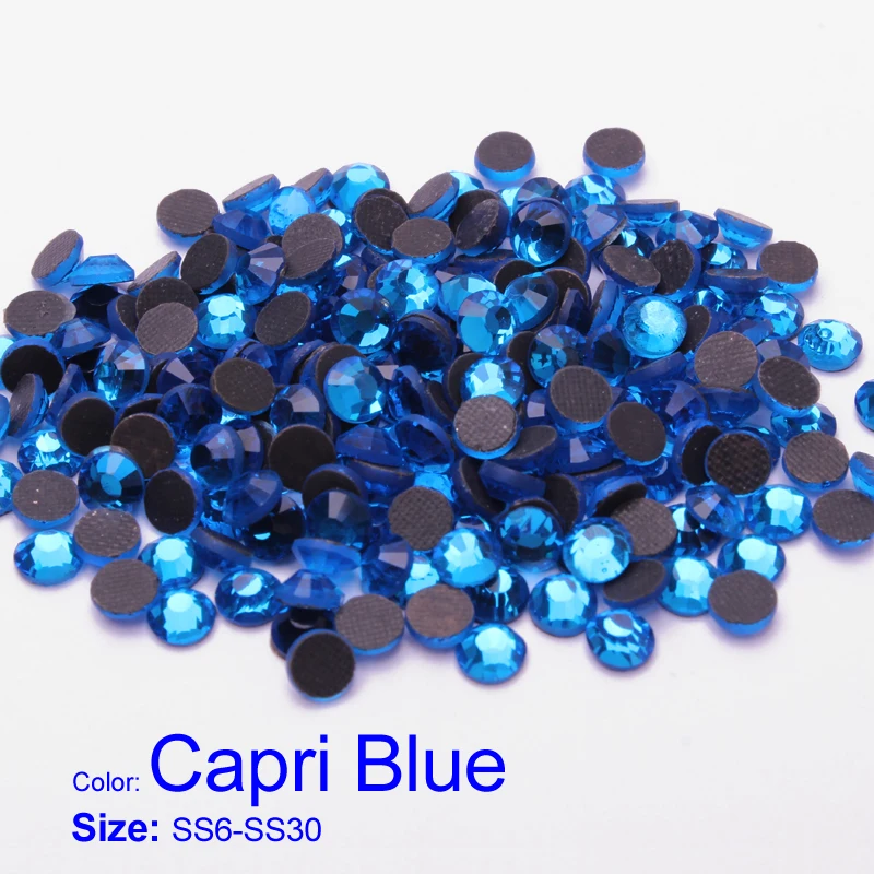 Hotfix Rhinestone Capri Blue Glass stones SS6 SS30 free shippingin